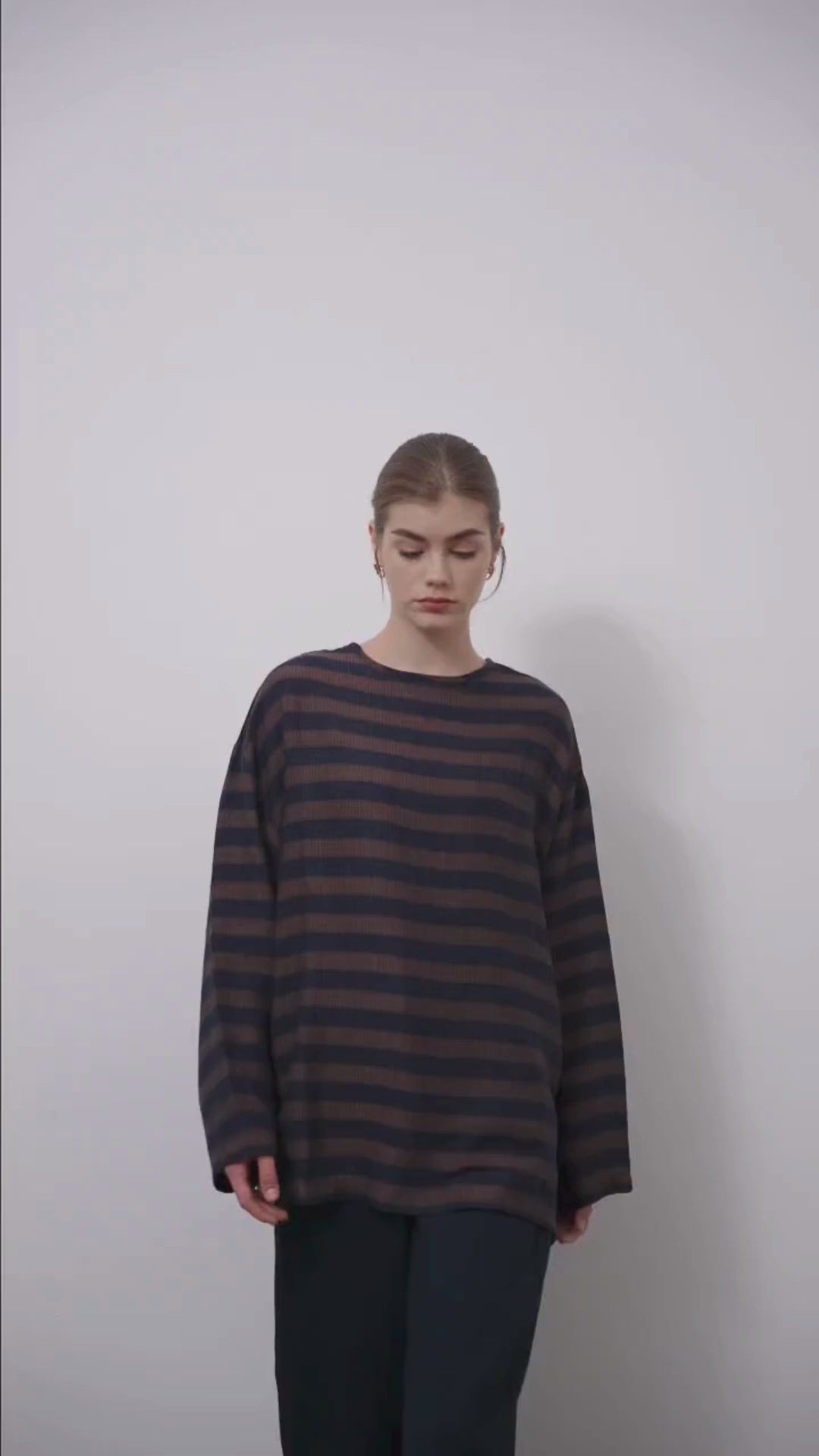 Çizgili İnce Triko Bej