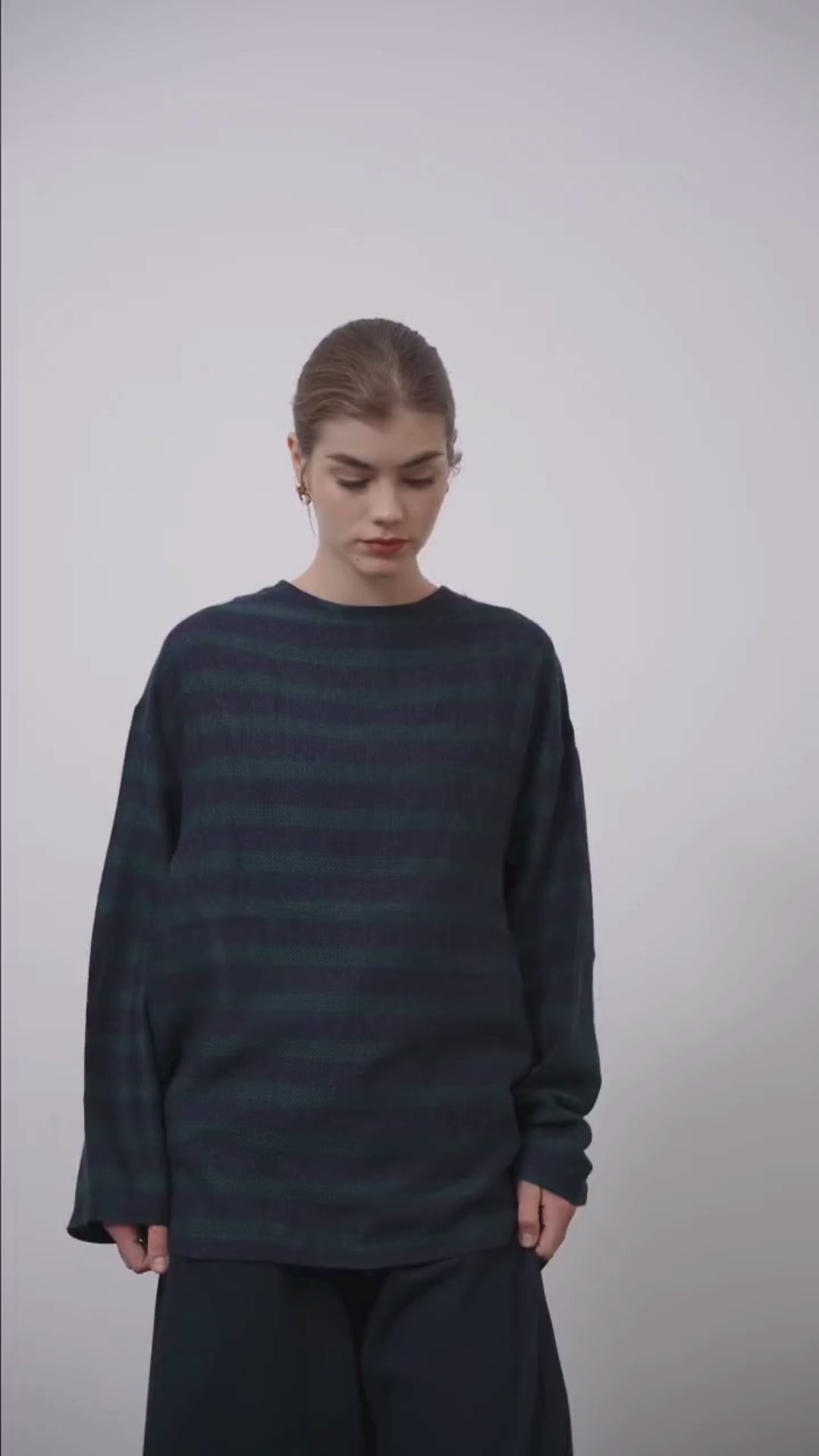 Çizgili İnce Triko Yeşil